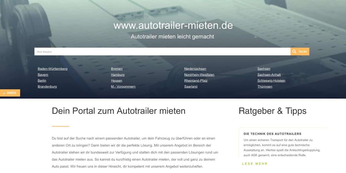 autotrailer-mieten.de Vorschau